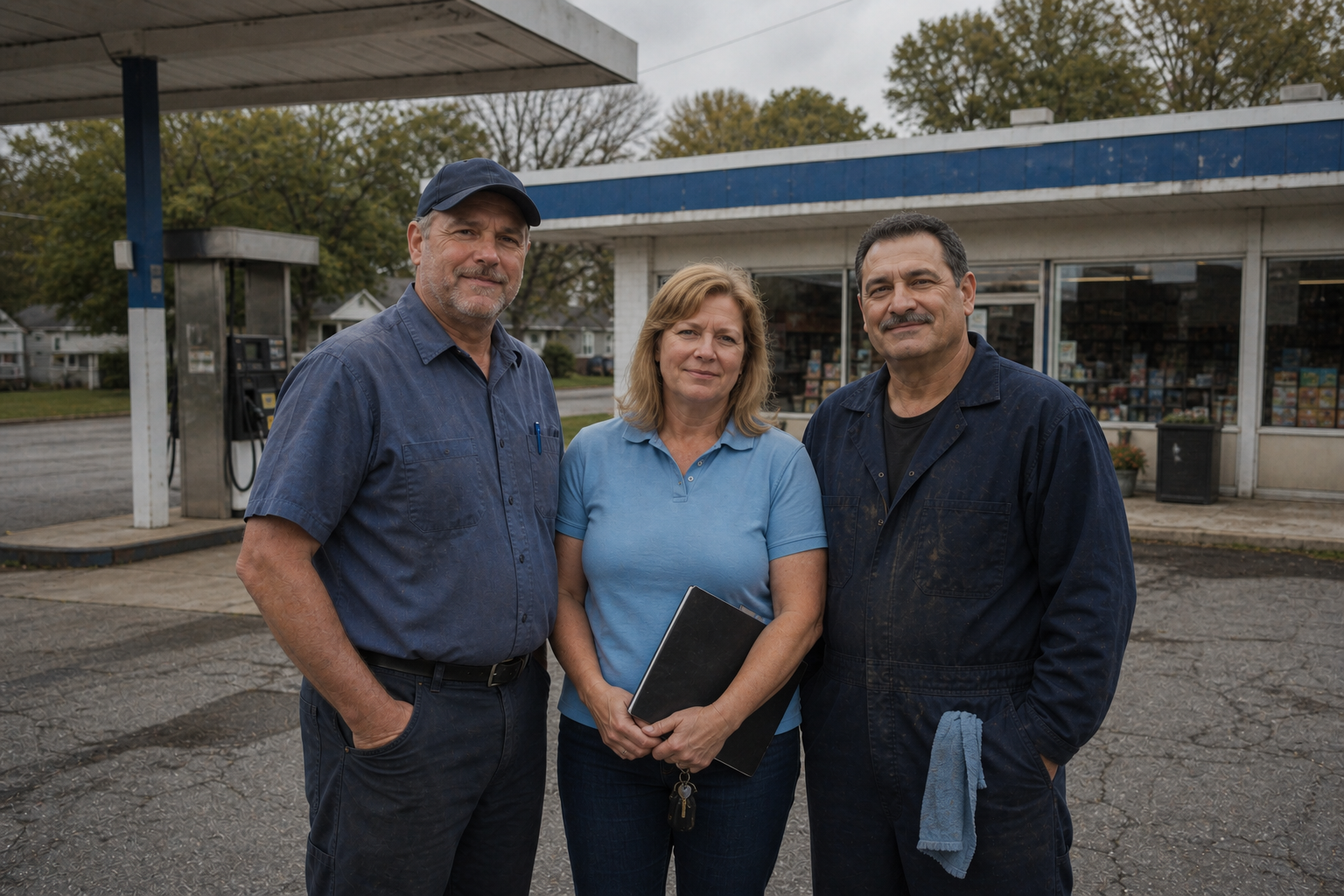 Independent fuel station team at their neighborhood site
